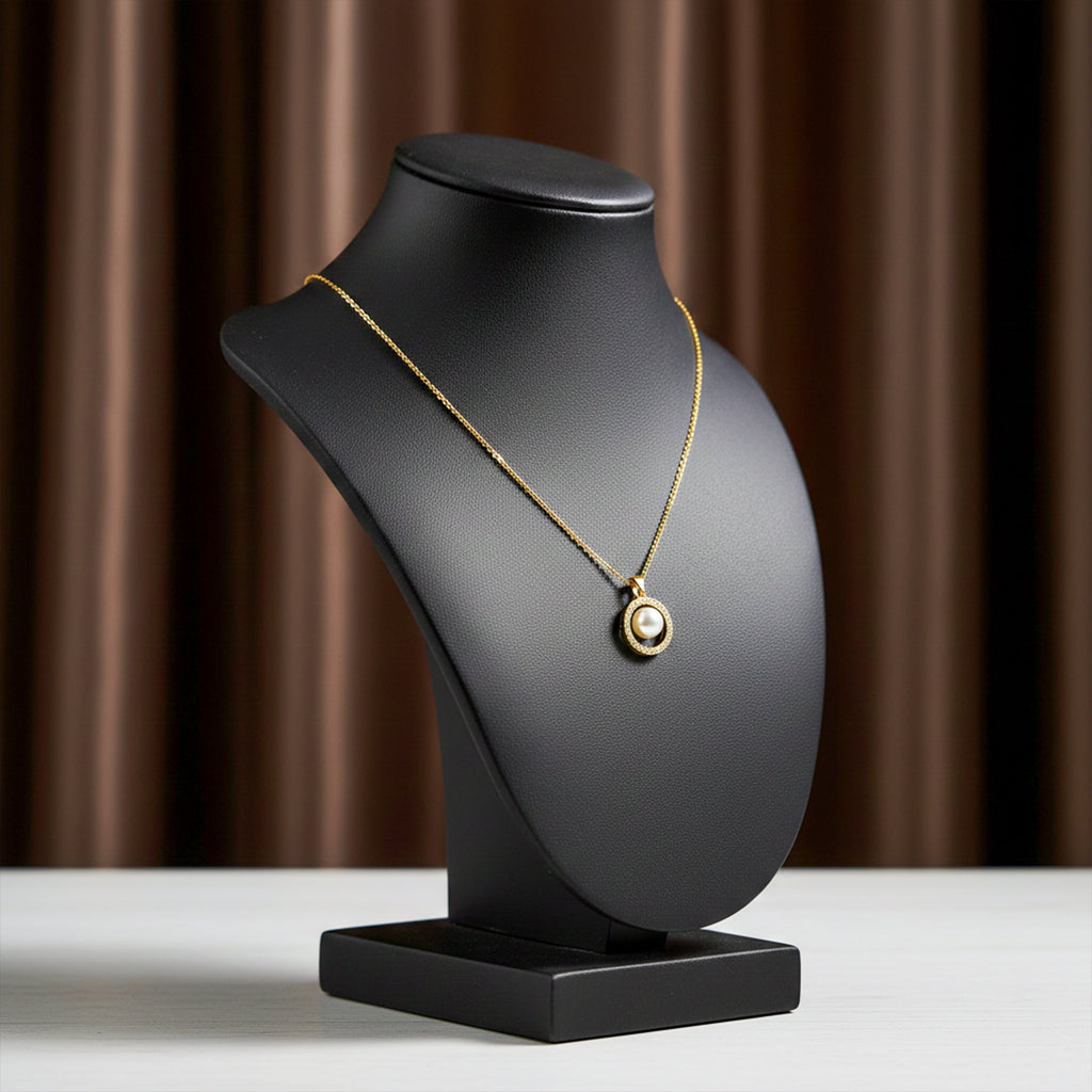 Golden Pearl Halo Elegance Necklace GWN -57