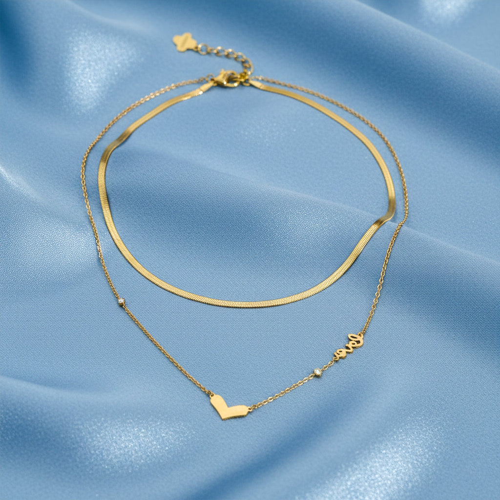 Heart Layered Necklace Set GWN -118