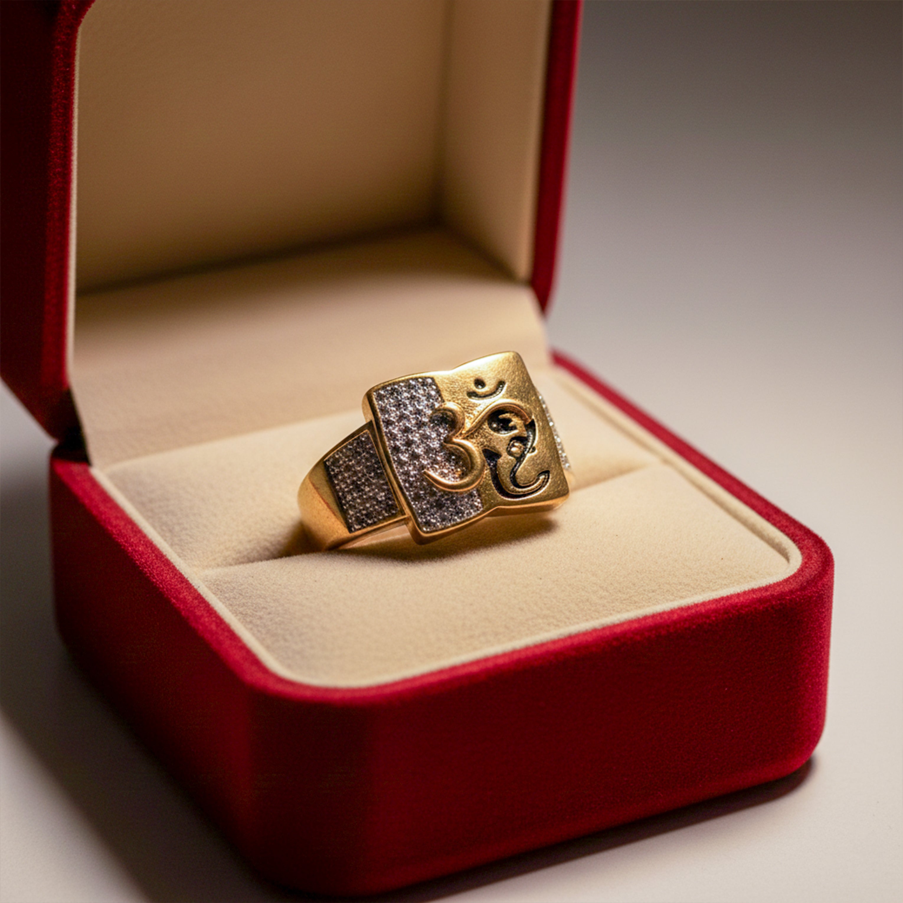 Men’s Gold Om Symbol Textured Ring GMR -19