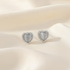 Grey Heart Halo Stud Earrings GWE -93
