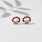 Ruby Wreath Bow Stud Earrings GWE -117
