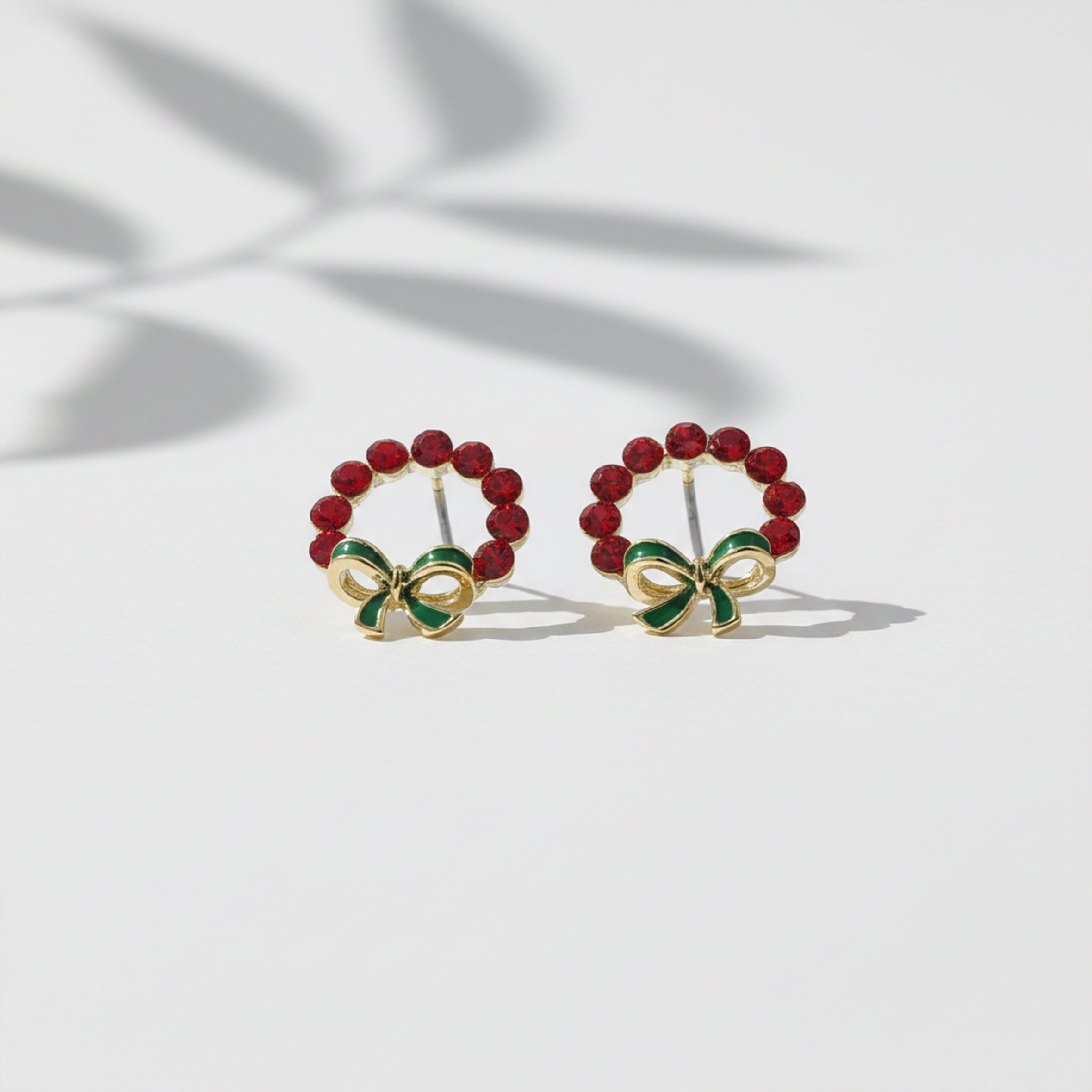 Ruby Wreath Bow Stud Earrings GWE -117