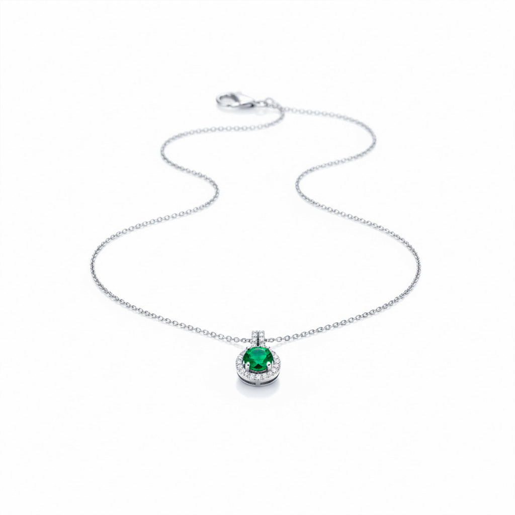 Elegant Silver Round Halo Women Necklace GWN -161