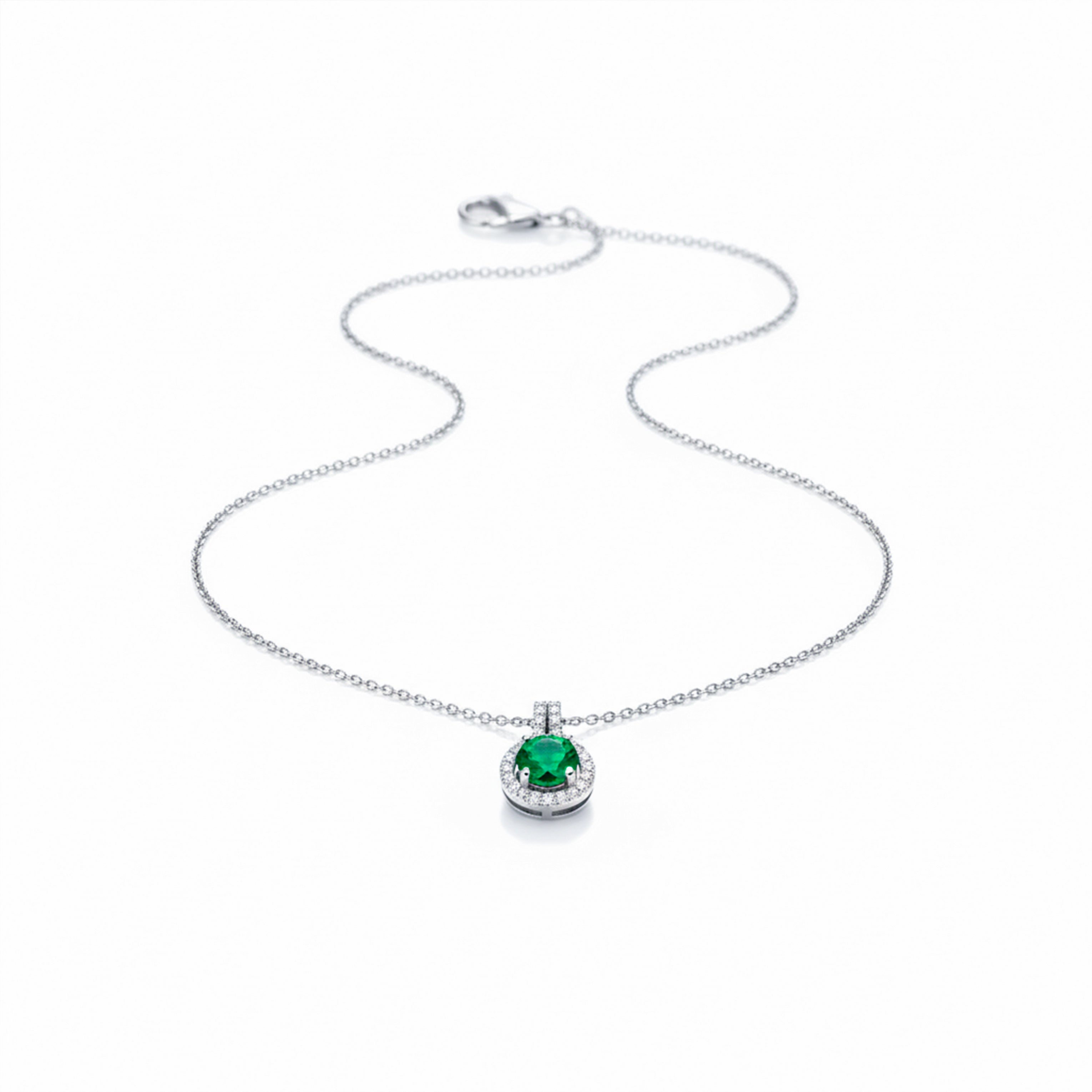 Elegant Silver Round Halo Women Necklace GWN -161