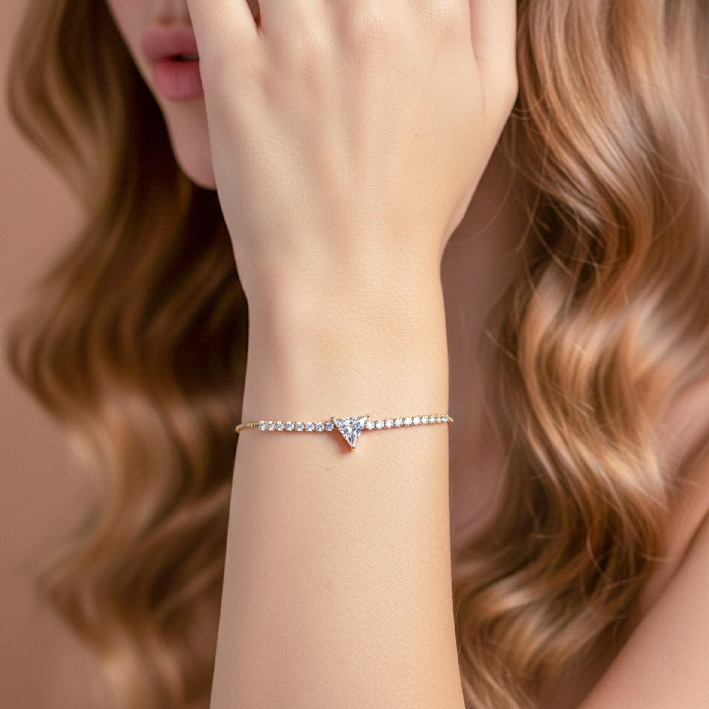 Gold Triangle Solitaire Bracelet GWB -111