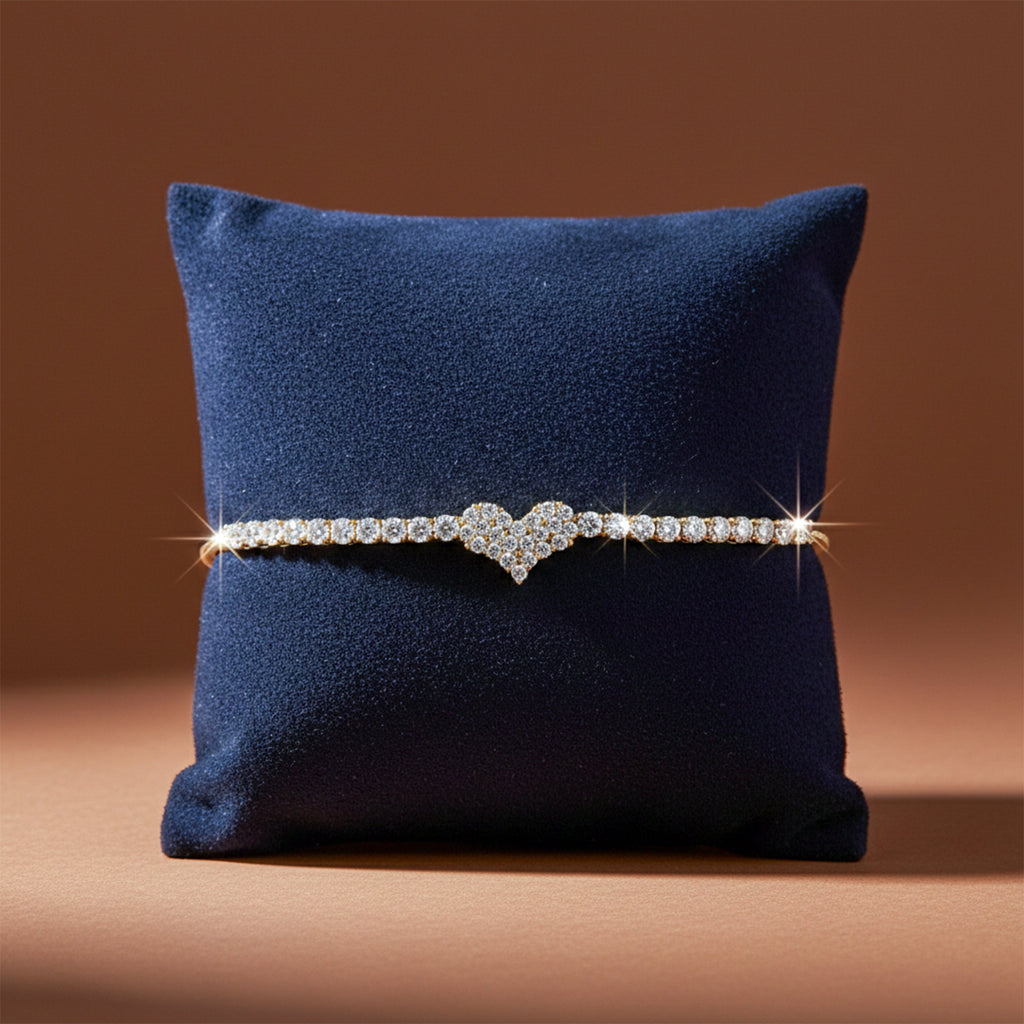Golden Sparkle Heart Adjustable Bracelet GWB -114