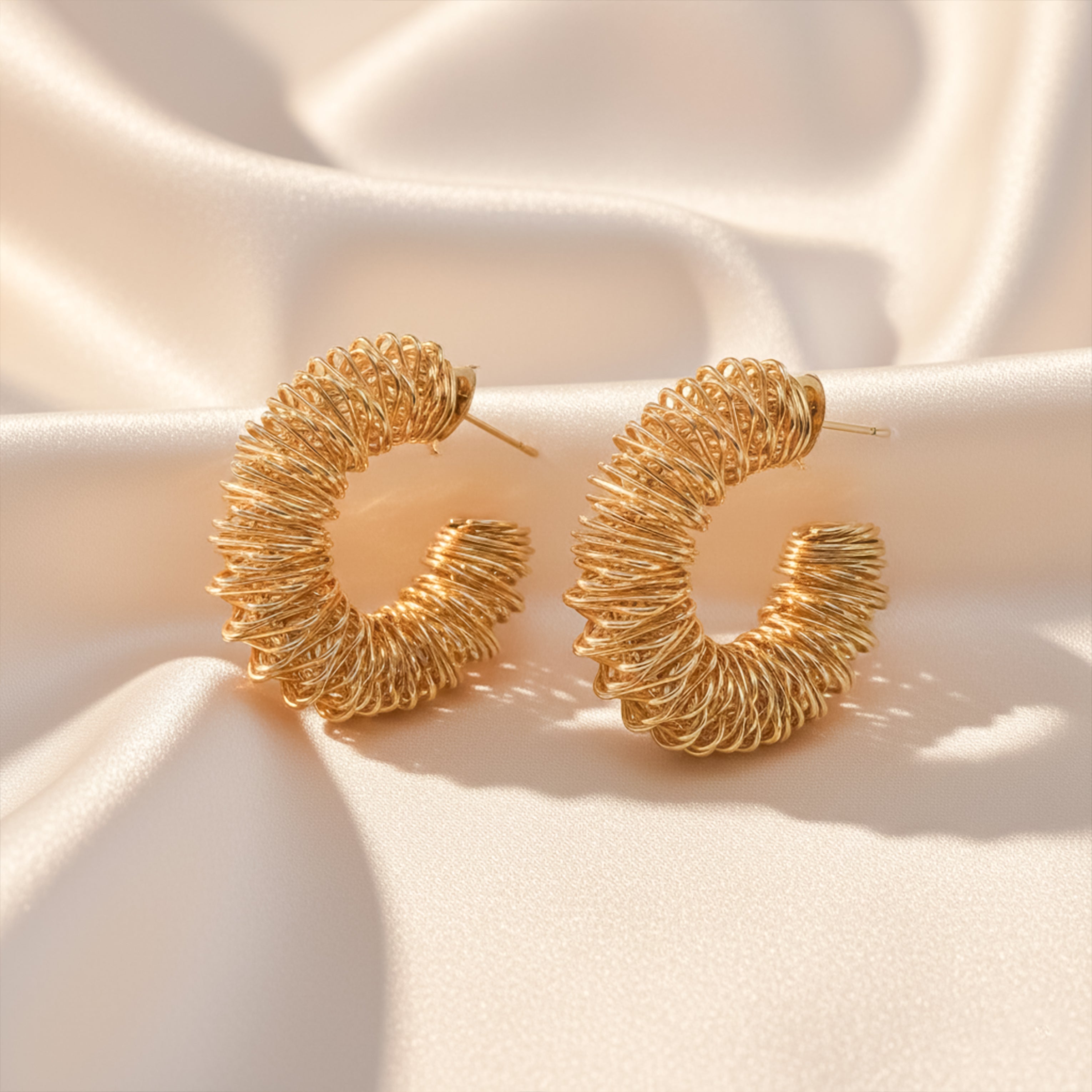 Twisted Gold Textured Hoop Earrings GWE -74