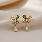 Floral Crystal Drop Earrings GWE -136
