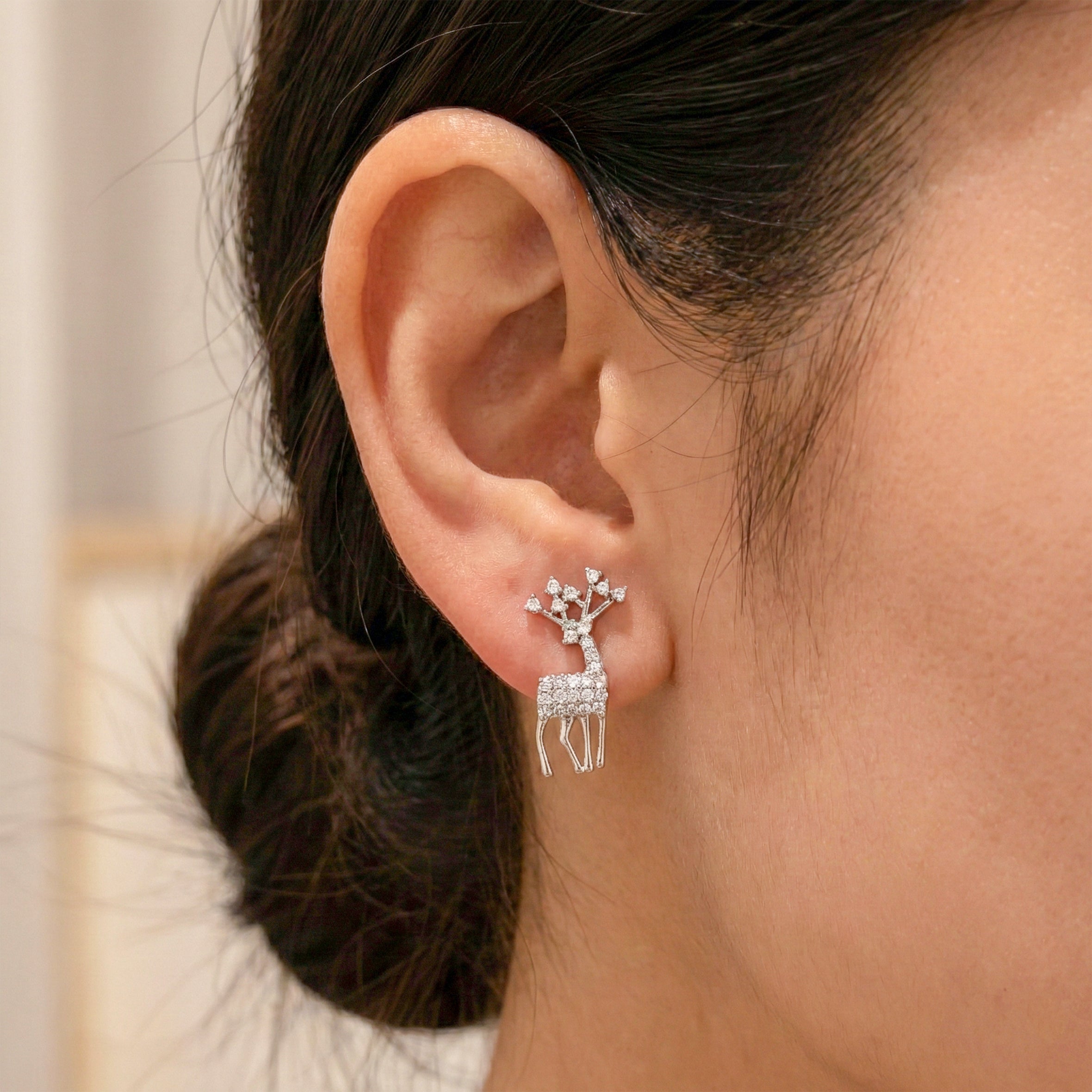 Crystal Reindeer Stud Earrings GWE -97
