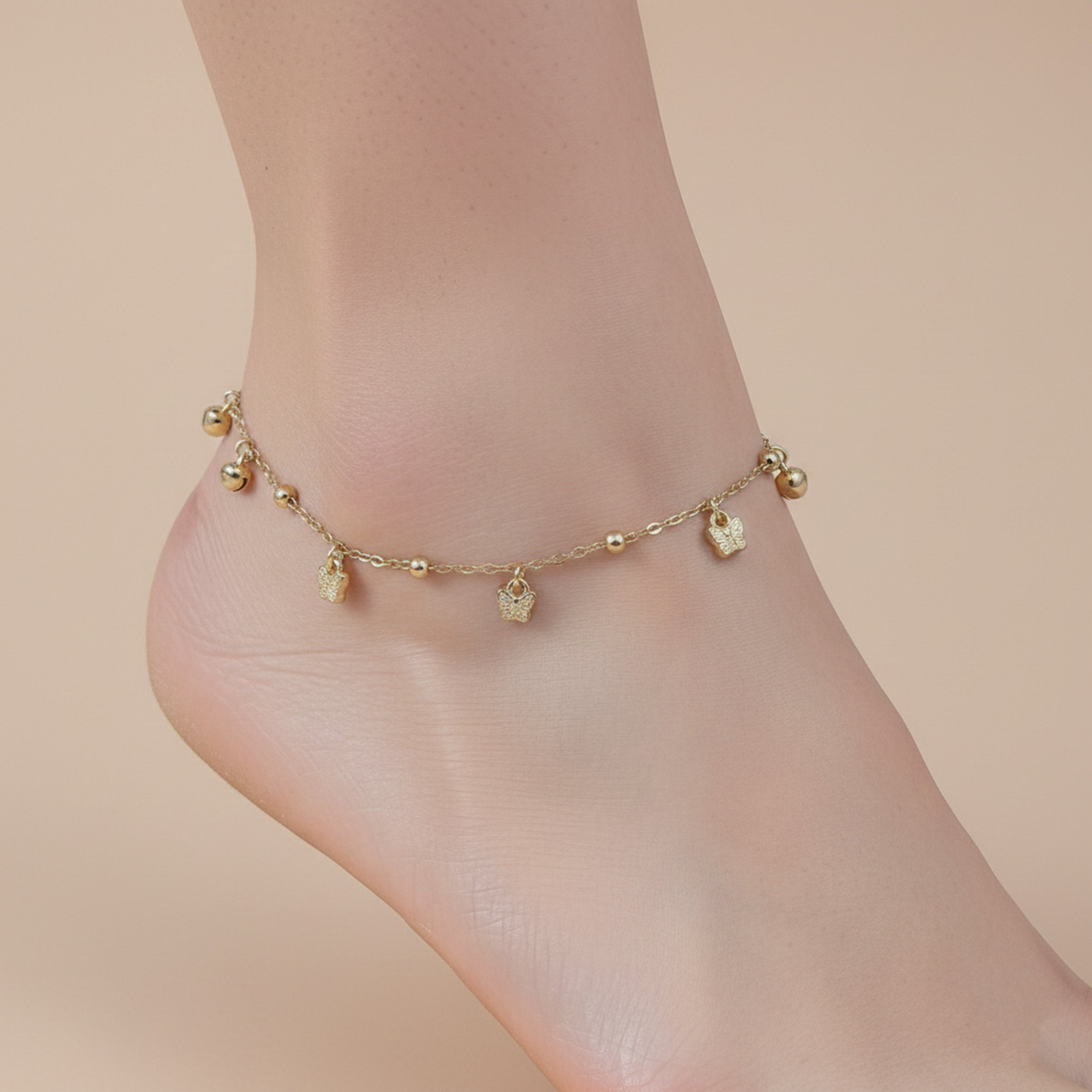 Gold Butterfly Charm Anklet GWA -56