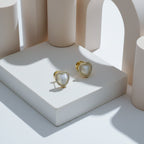 Golden Pearl Heart Halo Earrings GWE -92