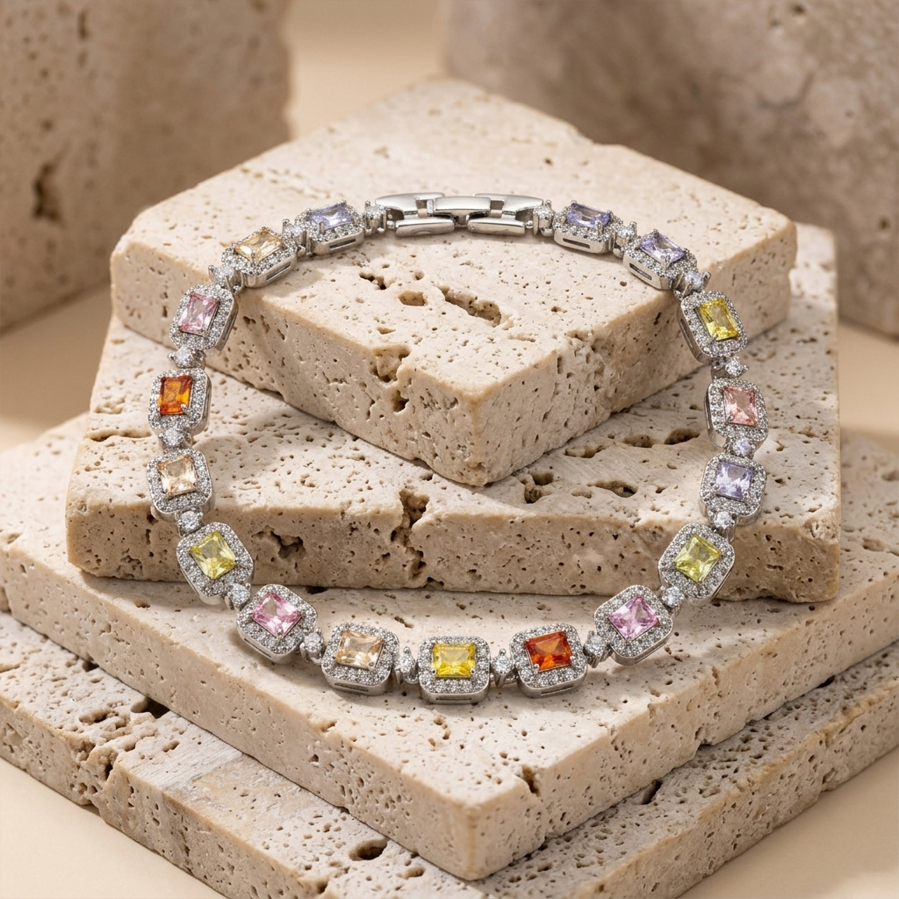 Multicolor Crystal Tennis Bracelet GWB -137