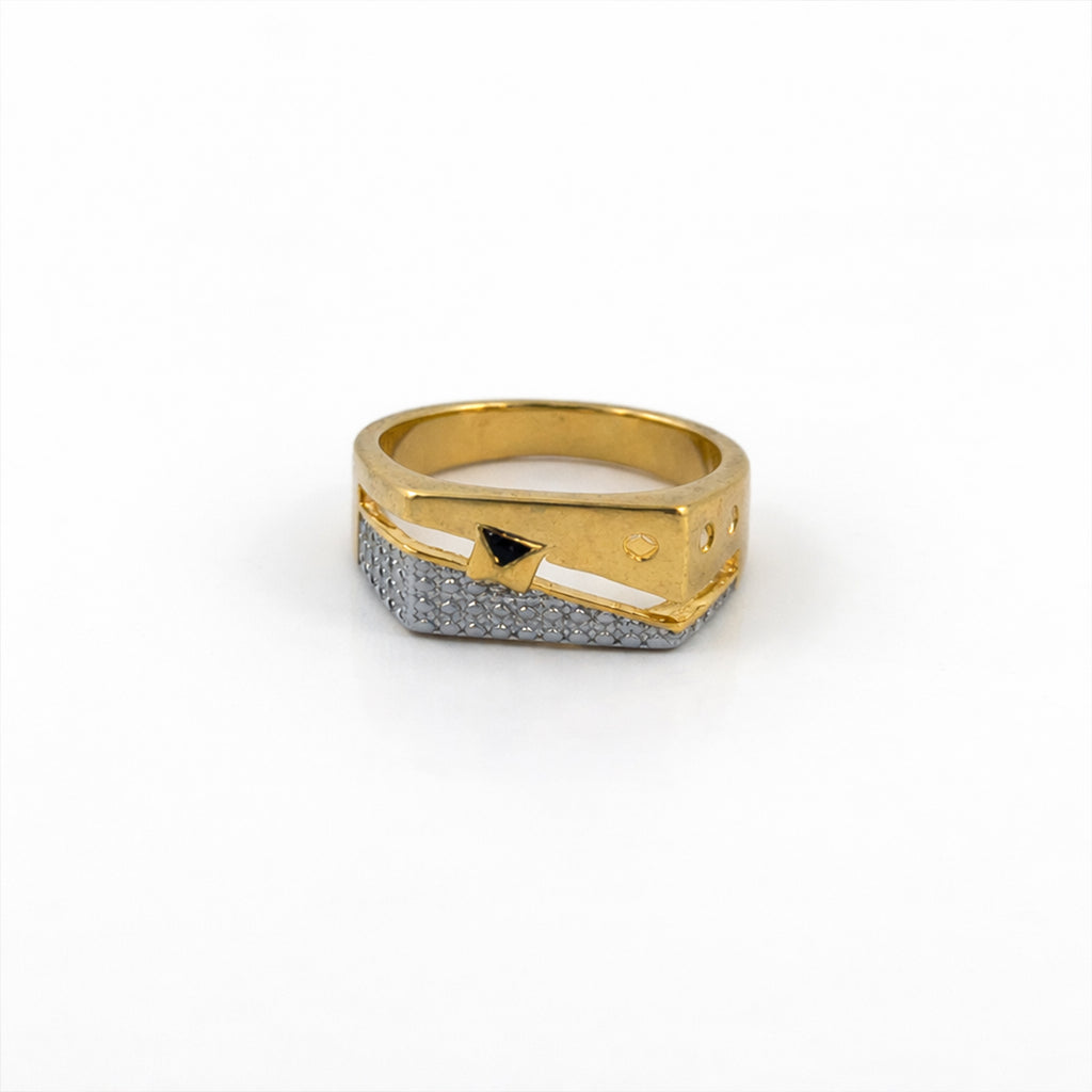 Men’s Gold-Tone Two-Tone Geometric Ring GMR -26