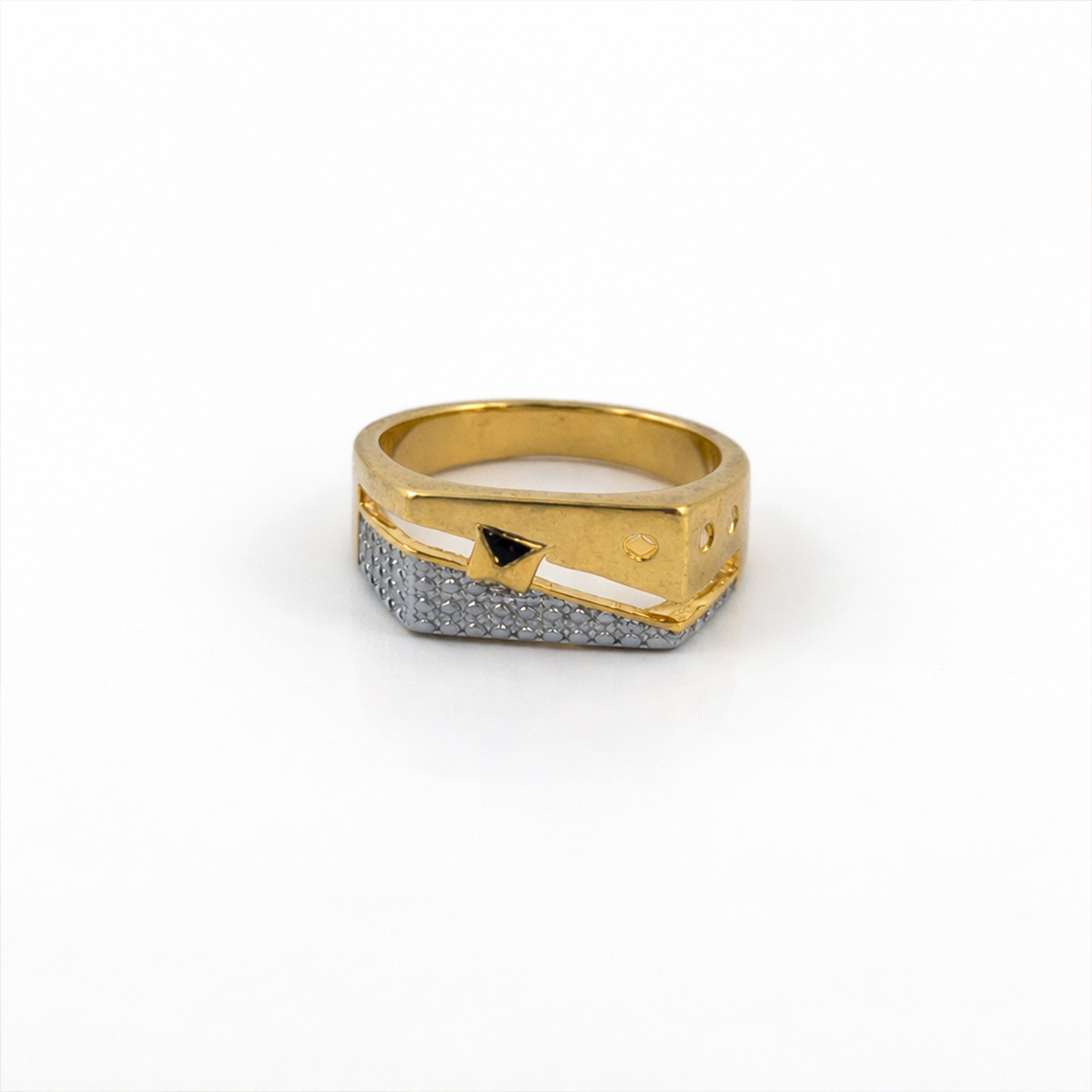 Men’s Gold-Tone Two-Tone Geometric Ring GMR -26