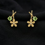 Green Floral Drop Earrings GWE -116