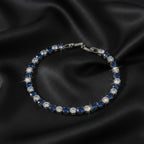 Silver Blue & White Tennis Bracelet GWB -84