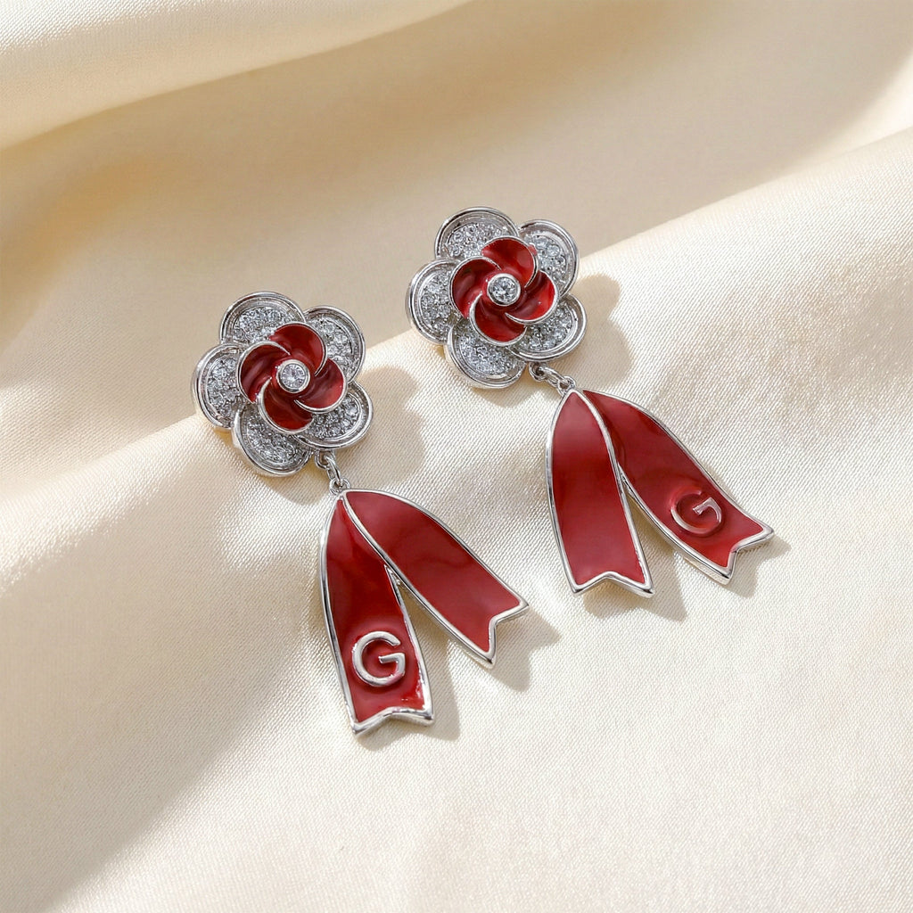 Ruby Bloom Drop Earrings GWE -63