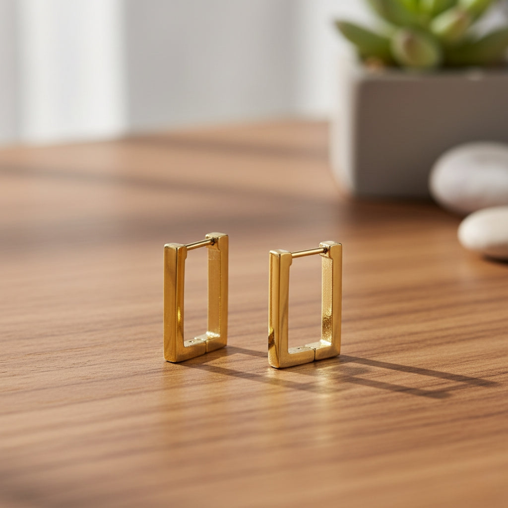 WibeStone Classic Square Stud Earrings – Timeless Minimal Elegance
