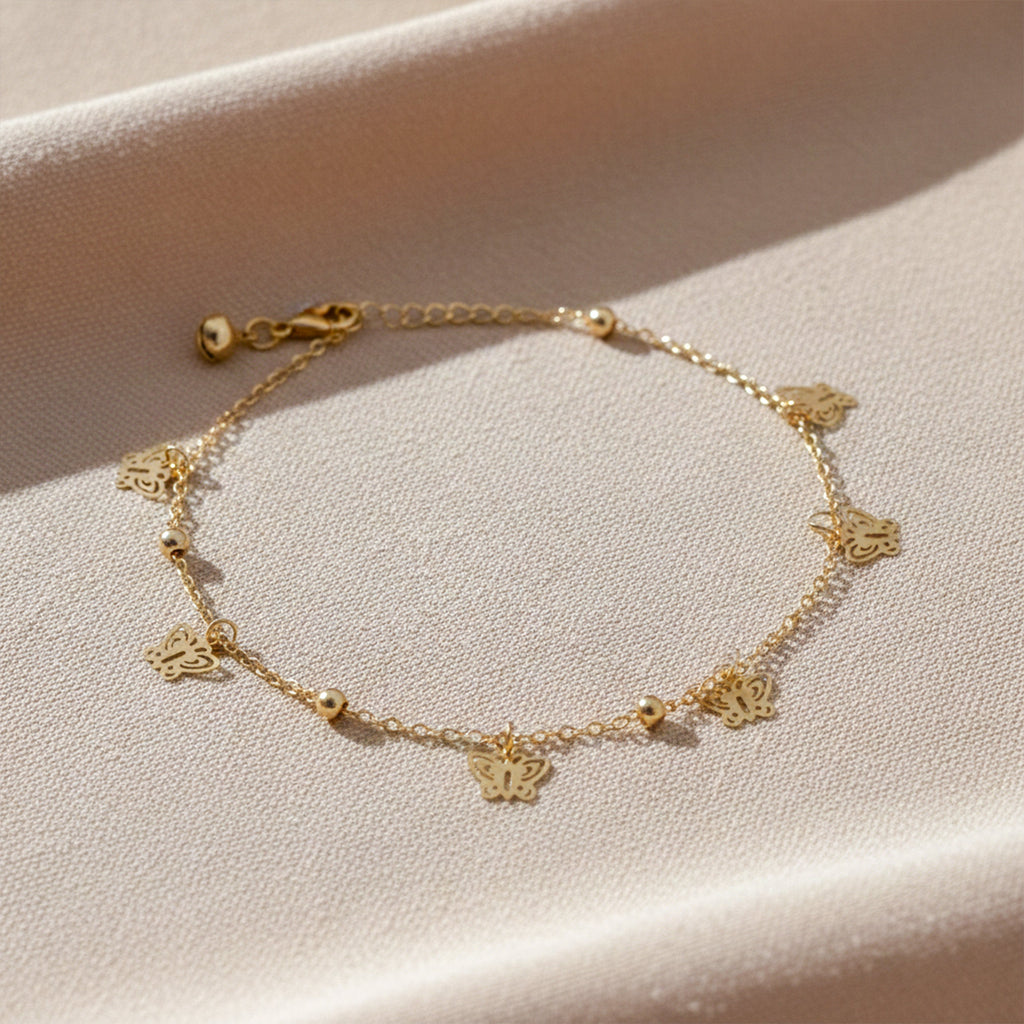 Gold Butterfly Charm Anklet GWA -49