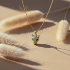 Golden Panther Head Pendant Necklace with Green Eyes GWN -96