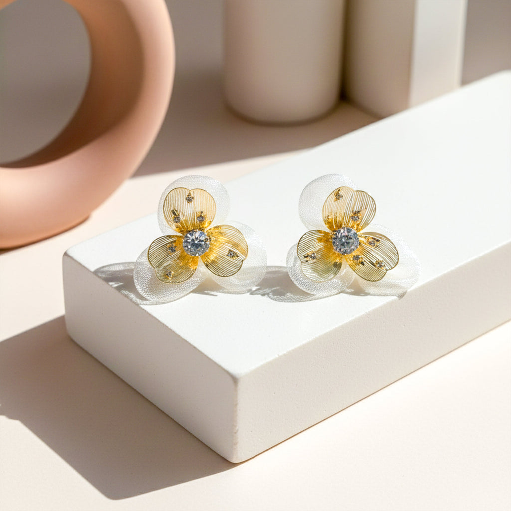 Golden Sheer Blossom Stud Earrings GWE -169
