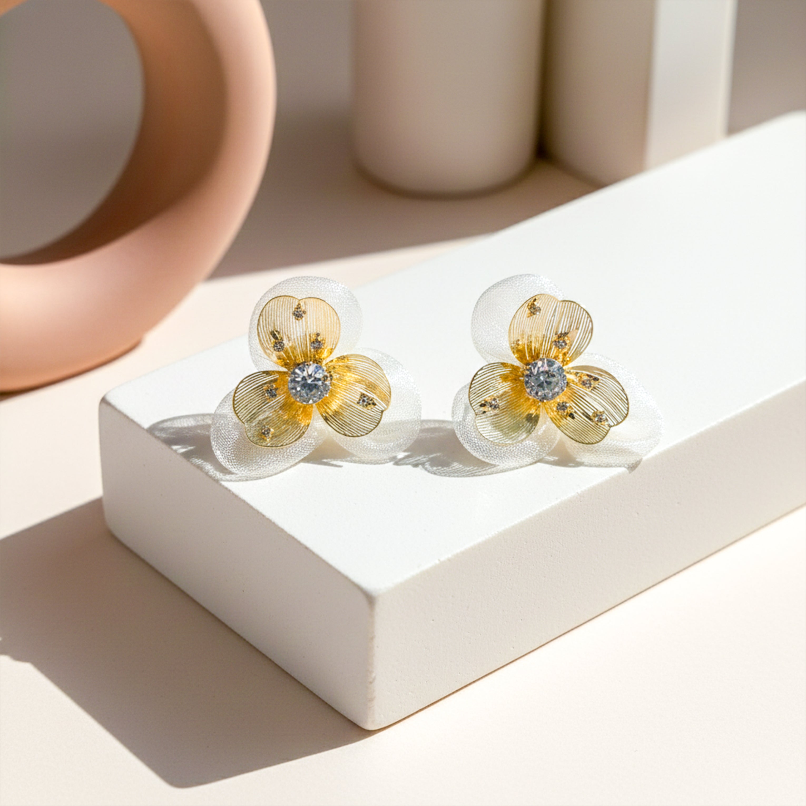 Golden Sheer Blossom Stud Earrings GWE -169