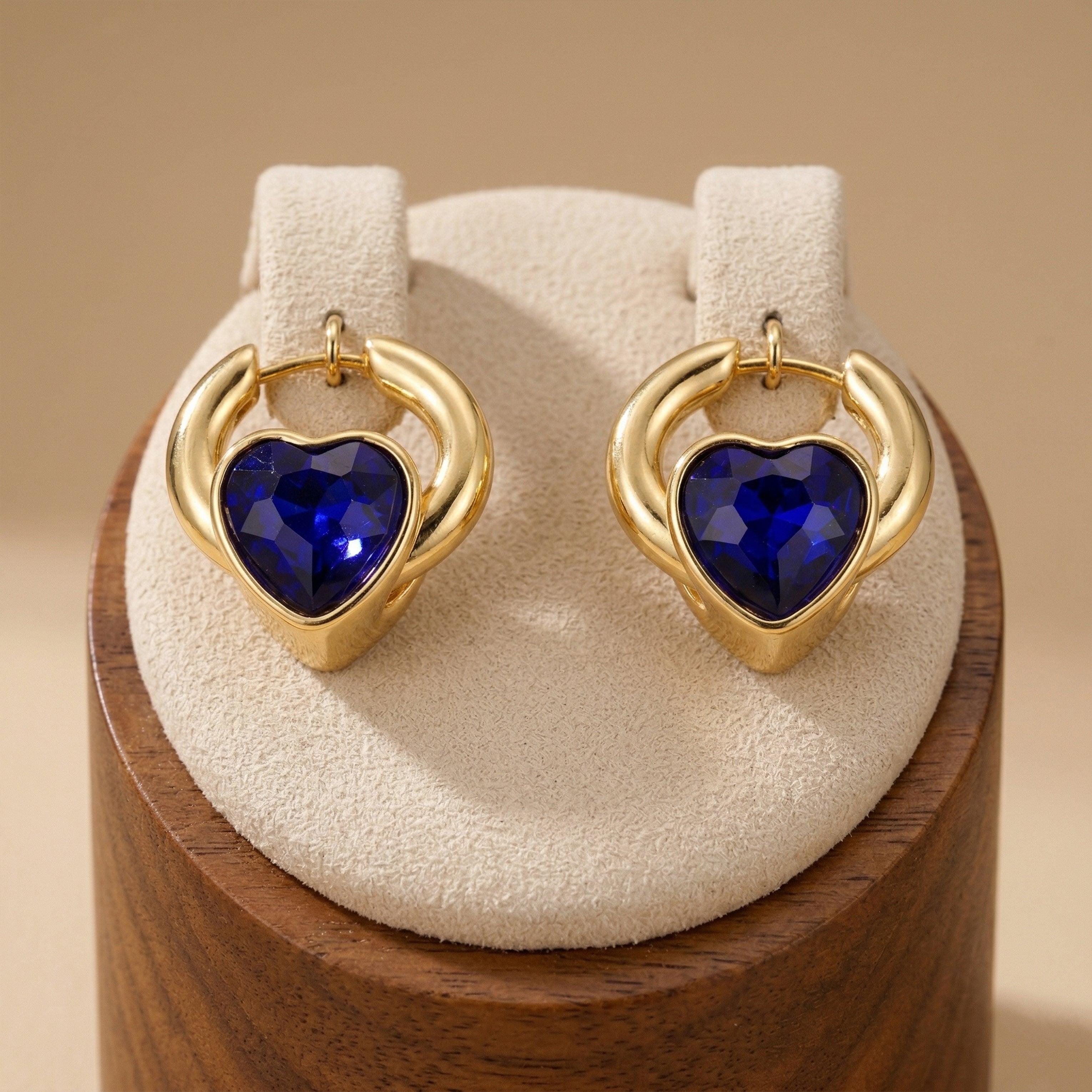 Blue Heart Hoop Earrings GWE -71