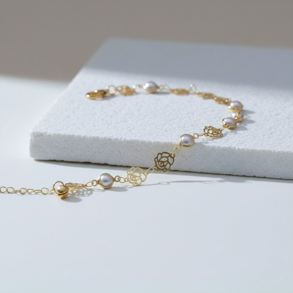 Rose Pearl Charm Anklet GWA -48