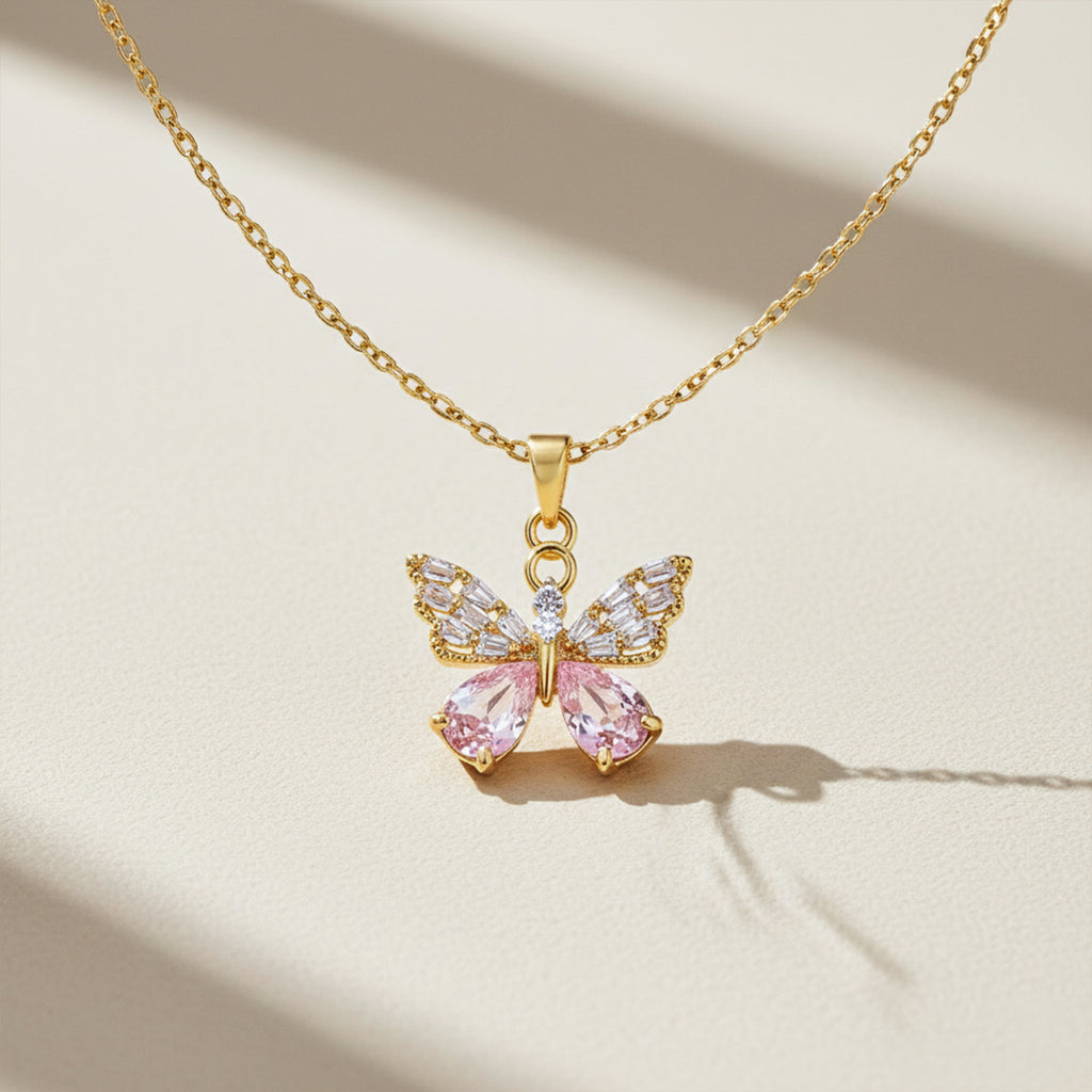 Pink butterfly Neckless  GWN -120