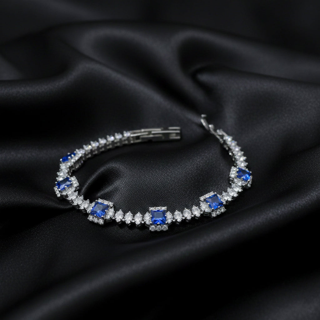 Blue Princess Halo Tennis Bracelet GWB -132