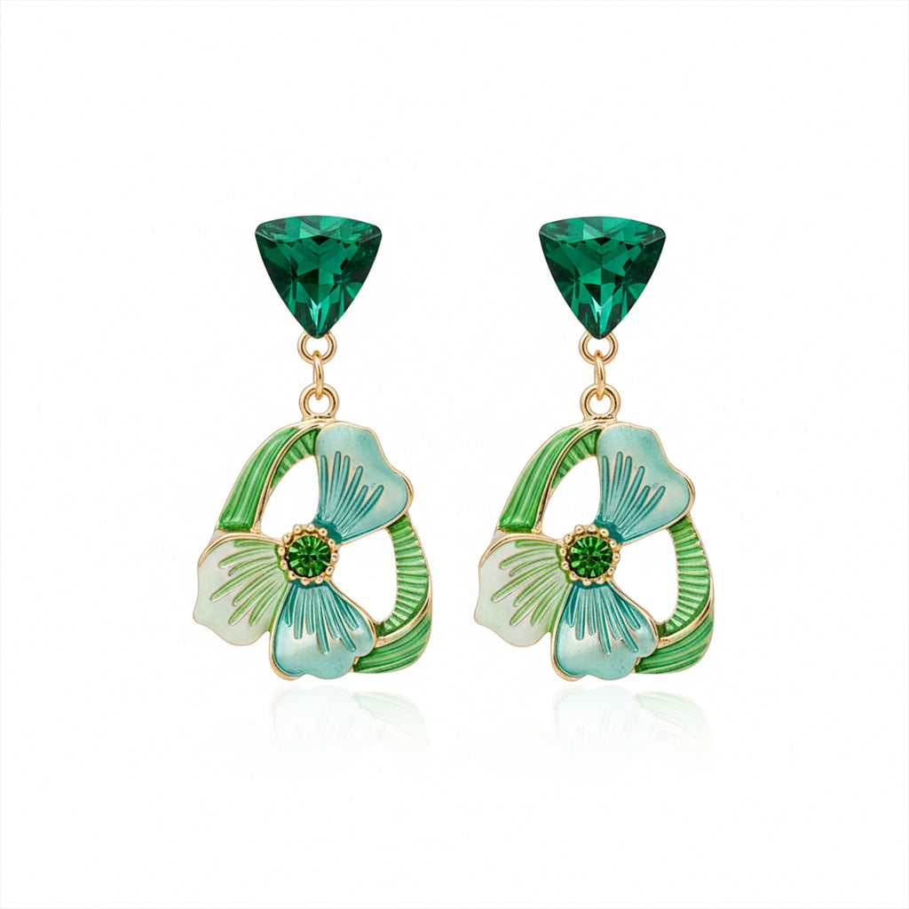 Emerald Floral Drop Earrings GWE -229