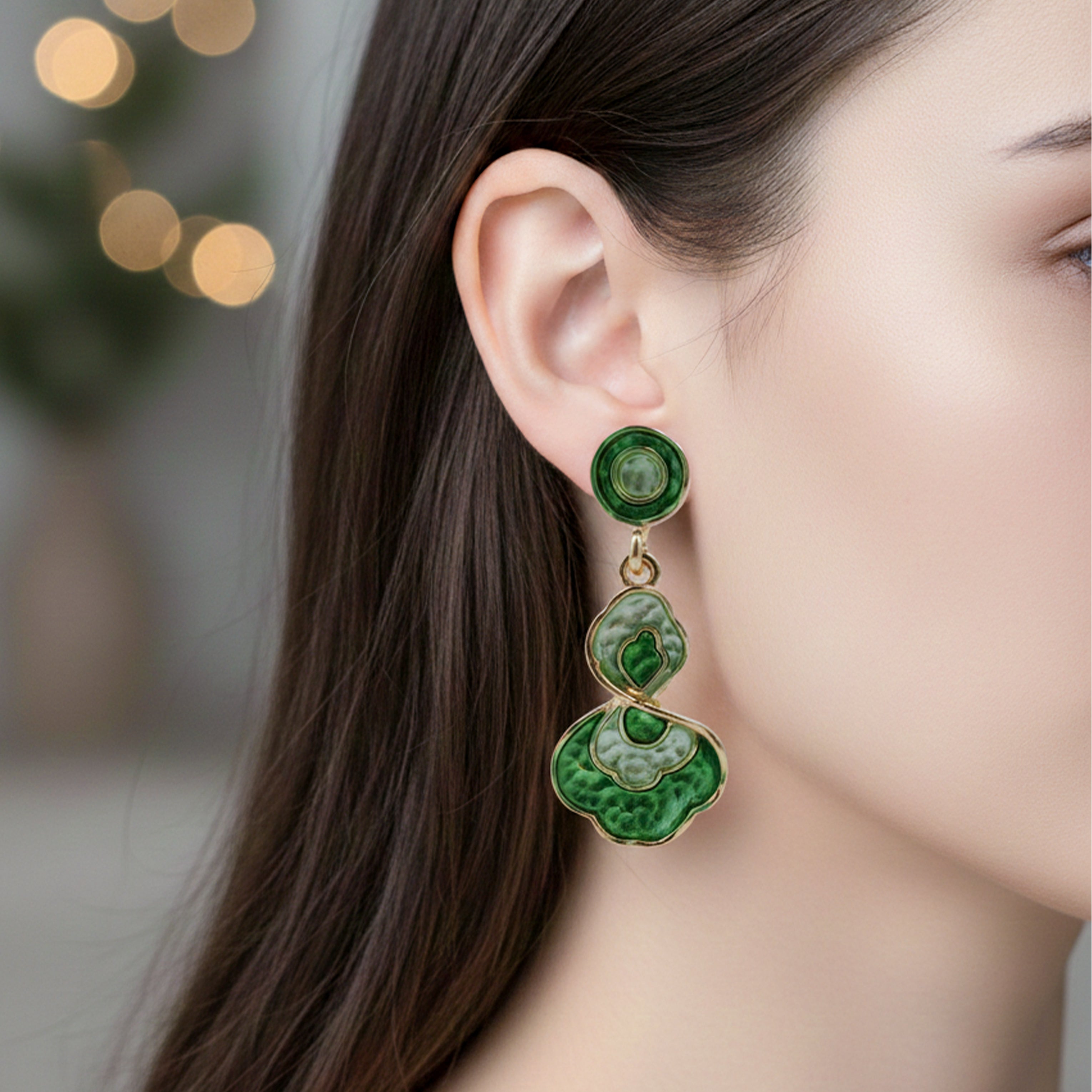 Green Enamel Earrings GWE -200