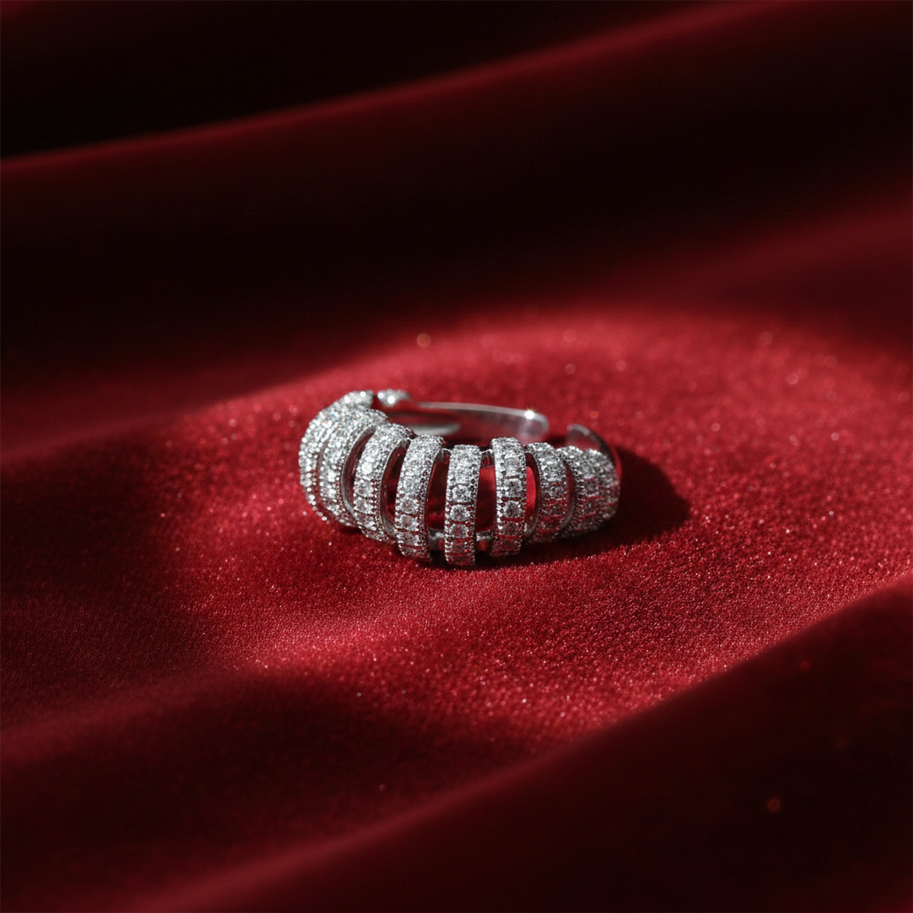 Silver Crystal Cuff Ring GMR -19