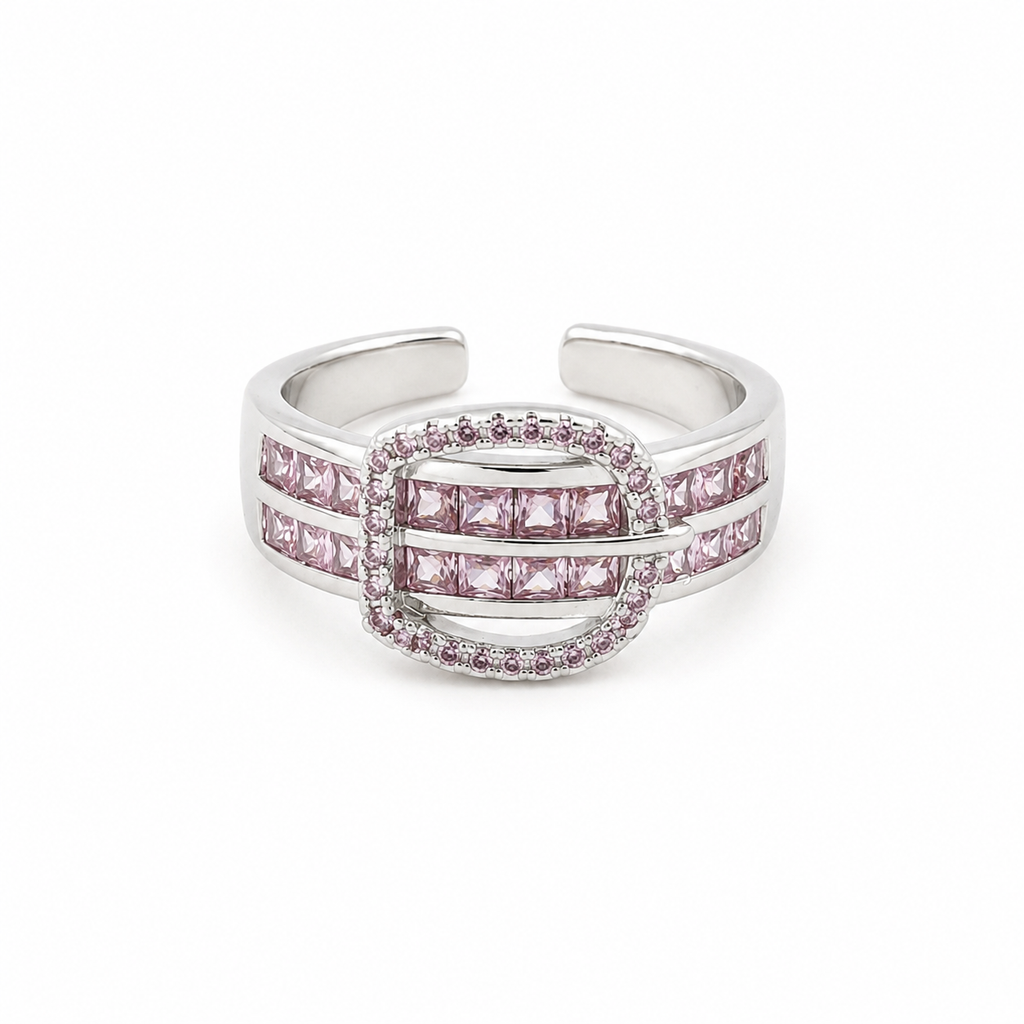 Pink Crystal Buckle Ring GWR -52