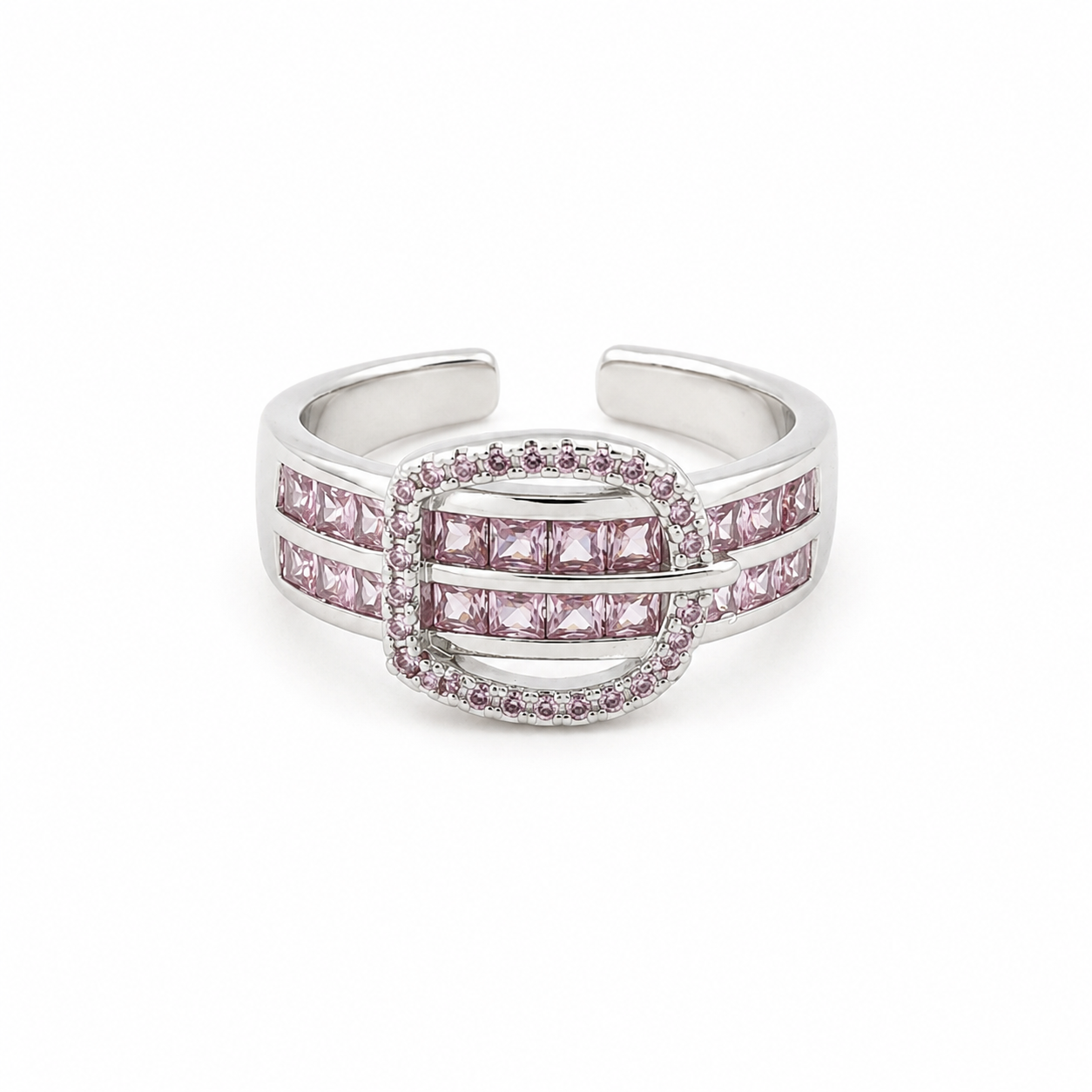 Pink Crystal Buckle Ring GWR -52