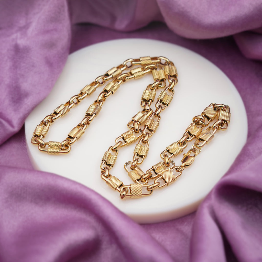 Men’s Gold Tone Textured Link Chain GMC -19