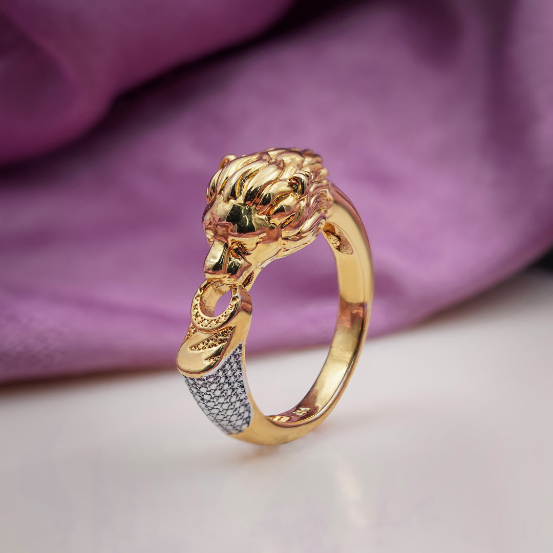 Men’s Gold Lion Head Statement Ring GMR -11