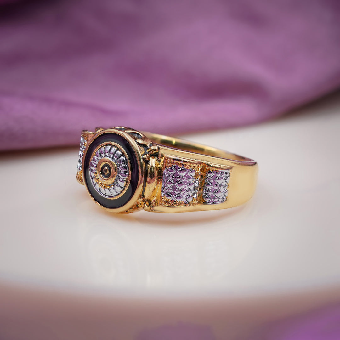Men’s Gold-Tone Black Evil Eye Ring GMR -7
