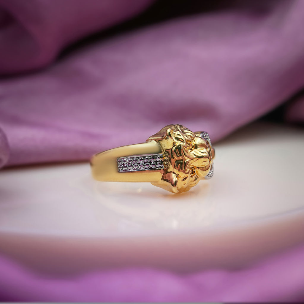 Men’s Gold Lion Head Two-Tone Ring GMR -25