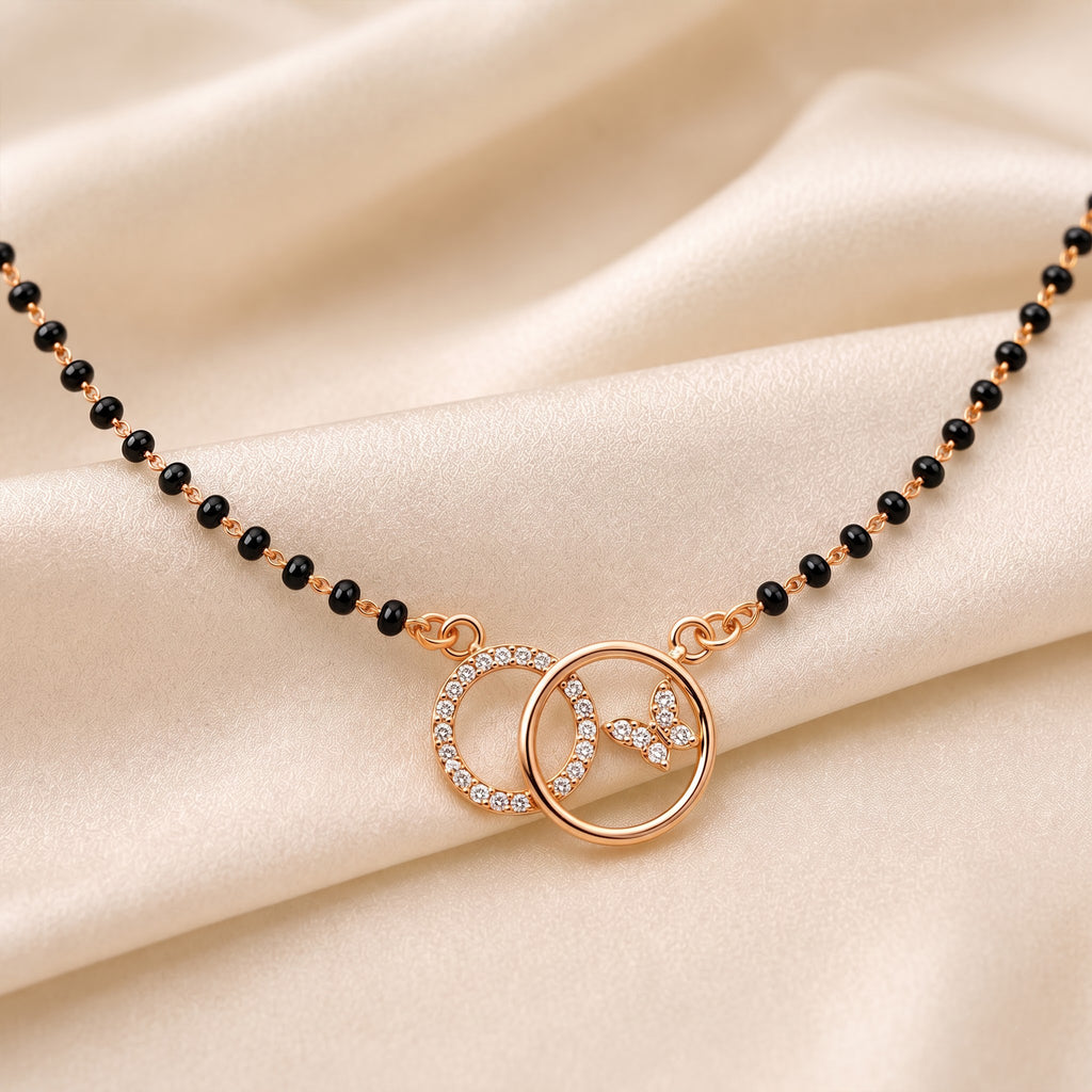 Rose Gold Black Beaded Mangalsutra GM -61