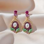 Vintage Rose Pearl Drop Earrings GWE -225