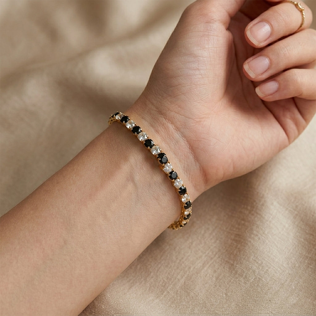 Black & Clear Crystal Tennis Bracelet GWB -78