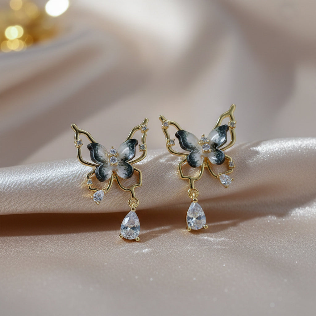 Butterfly Crystal Drop Earrings GWE -144
