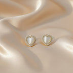 Golden Pearl Heart Halo Earrings GWE -92