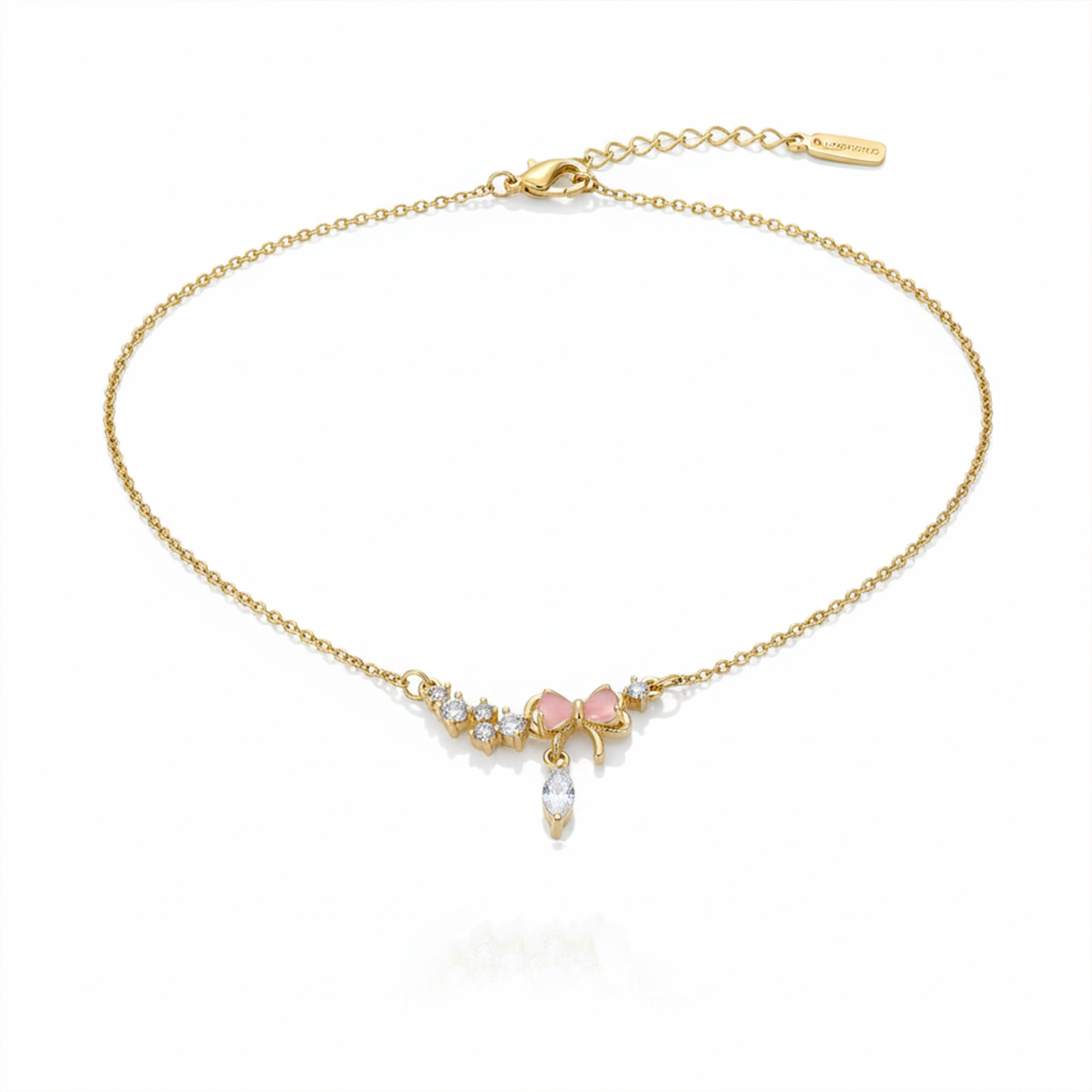 Bow Crystal Gold Anklet GWN -132
