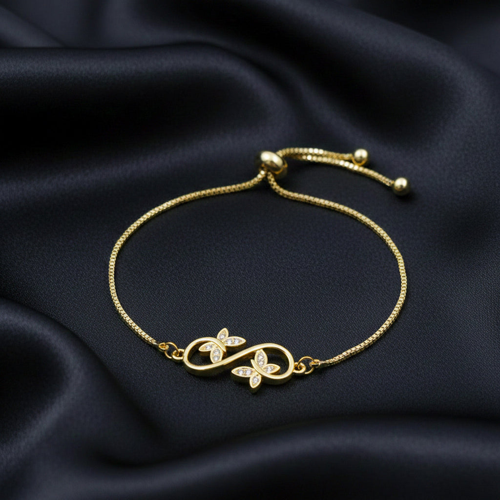 Gold Infinity Floral Adjustable Bracelet GWB -165