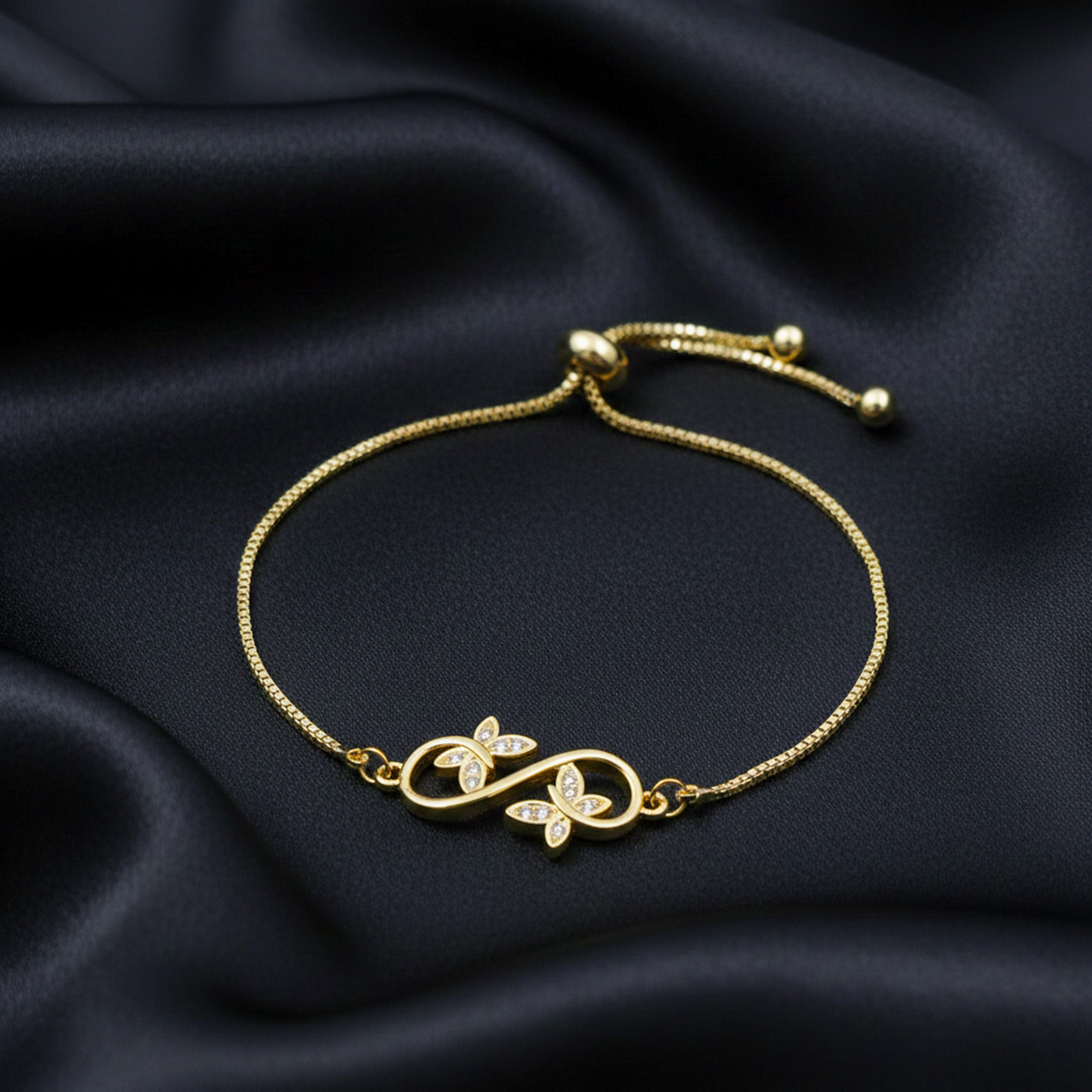 Gold Infinity Floral Adjustable Bracelet GWB -165
