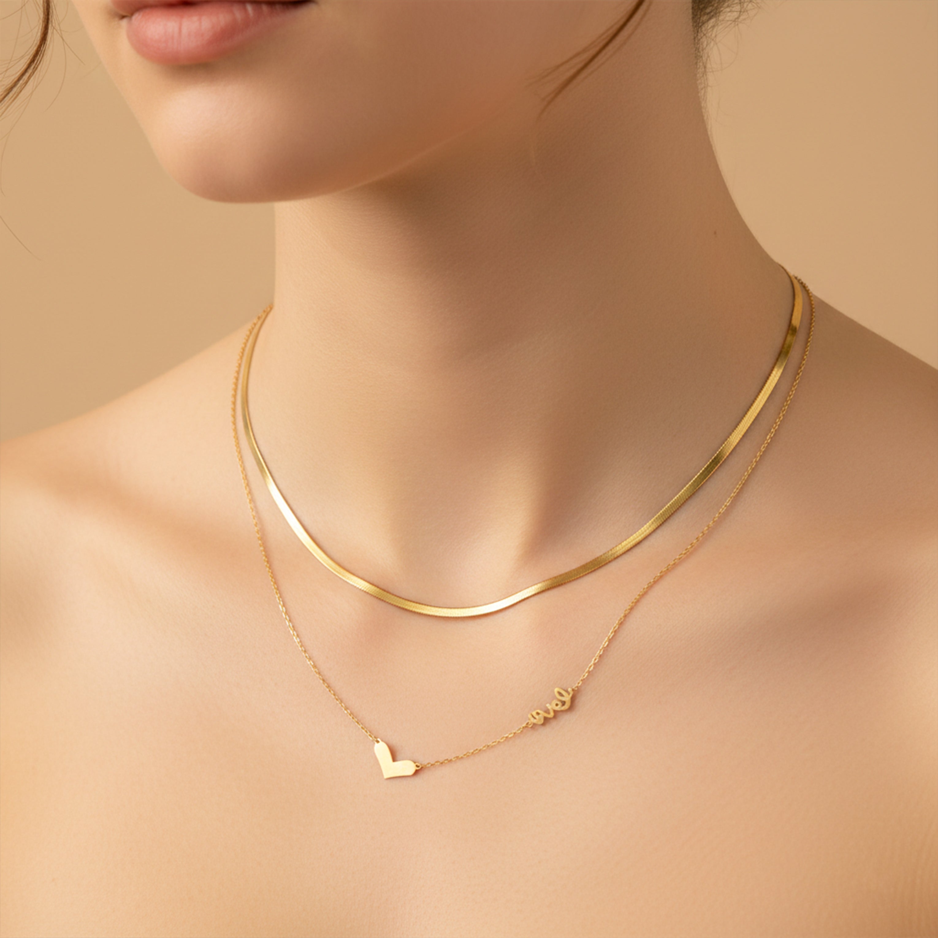 Heart Layered Necklace Set GWN -118