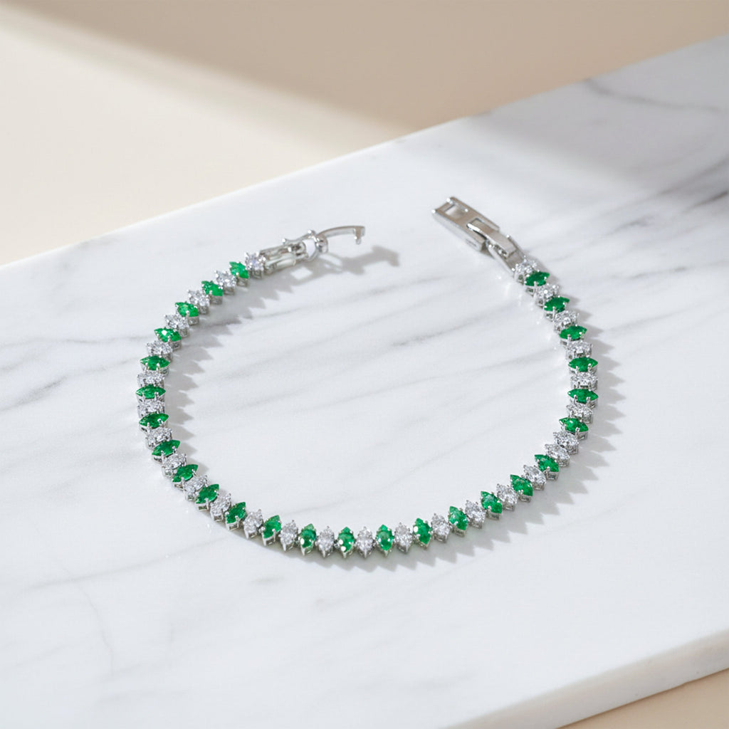 Emerald Alternating Marquise Tennis Bracelet GWB -123