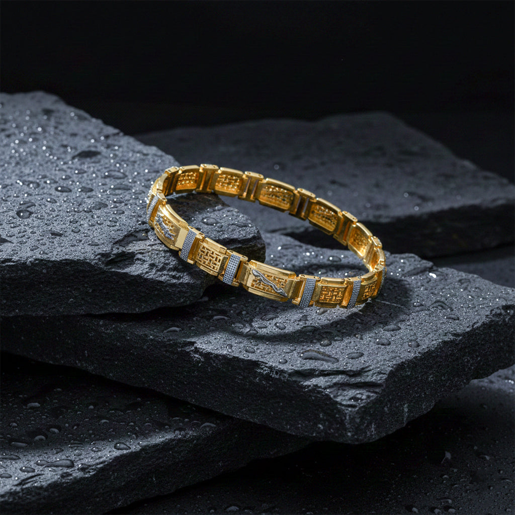 Men’s Two-Tone Textured Link Bracelet GMB -3